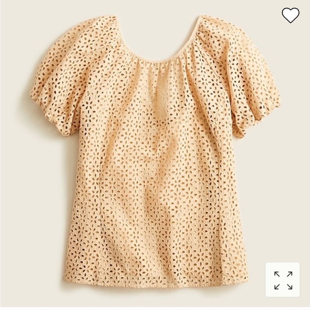 NWT J CREW Eyelet Puffed Sleeve Top with Camisole and Tie V Back